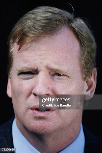 Commissioner Roger Goodell speaks to the media after the funeral for Washington Redskins football player Sean Taylor at the Pharmed Arena at Florida...