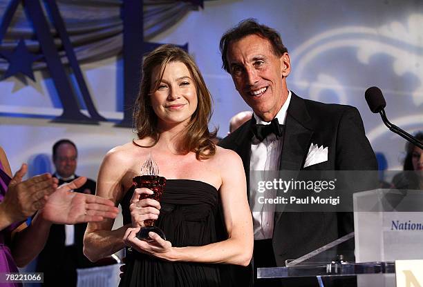 Actress Ellen Pompeo and NIAF Chairman Dr. A. Kenneth Ciongoli pose at the National Italian American Foundation gala dinner at the Hilton Washington...