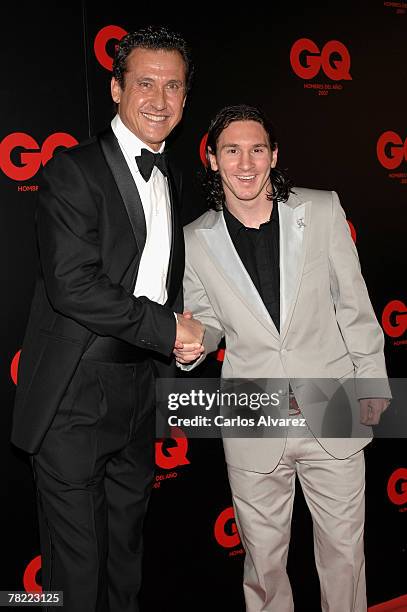 Jorge Valdano and Barcelona?s player Leo Messi attend 7th GQ Magazine Man Awards on December 03, 2007 at the Palace Hotel in Madrid, Spain.