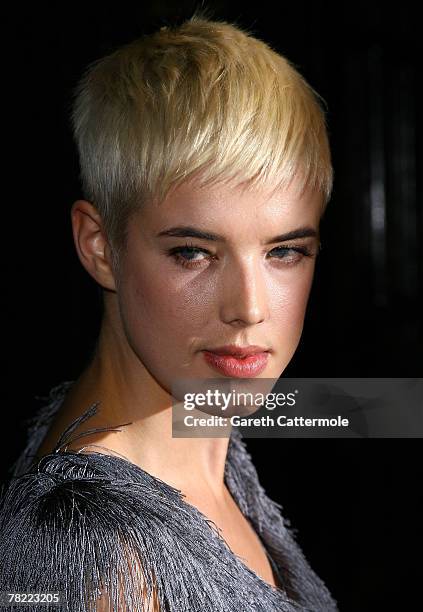 Agyness Deyn arrives at the Burberry new fragrance launch party held at KOKO on December 3, 2007 in London, England.