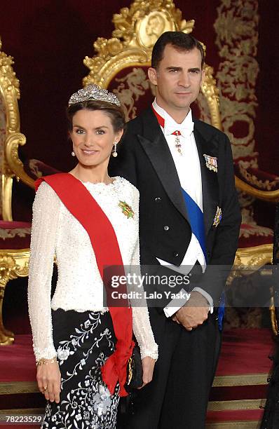 Prince Felipe and Princess Letizia attend the Gala Dinner in honour of the President of The Philippines Gloria Macapagal and her husband Jose Miguel...