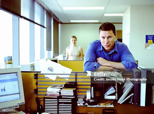 businessman at desk - peeking cubicle stock pictures, royalty-free photos & images