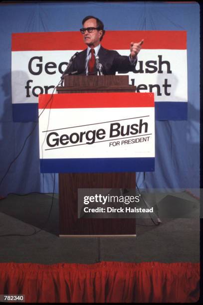 Republican presidential candidate George Bush speaks March 1980 in USA. Bush is campaigning for the presidential elections.