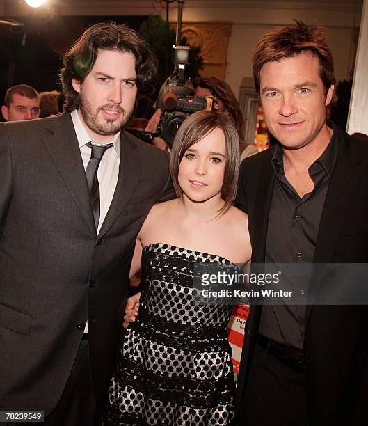 Director Jason Reitman , actors Ellen Page and Jason Bateman pose at the premiere of Fox Searchlight's "Juno" at the Village Theater on December 3,...
