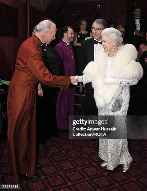 Queen Elizabeth ll meets local dignitaries at the Royal Variety performance at the Empire Theatre on December 3, 2007 in Liverpool, England.