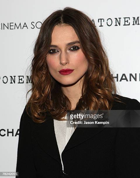 Actress Keira Knightly attends "Atonement" screening hosted by The Cinema Society and Chanel at the IFC Center on December 3, 2007 in New York City.
