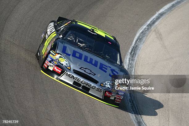 Jimmie Johnson, driver of the Lowe's/Kobalt Chevrolet, during practice for the NASCAR Nextel Cup Series Dickies 500 at Texas Motor Speedway on...