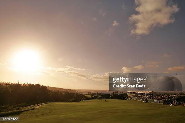 Course scenic of the 18th hole during the third round of the Mercedes-Benz Championship held on the Plantation Course at Kapalua in Kapalua, Maui,...