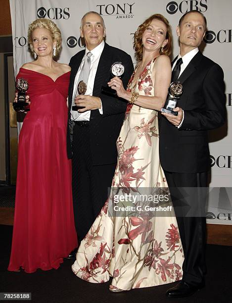 Christine Ebersole, winner Best Actress for "Grey Gardens"; Frank Langella, winner Best Actor for "Frost/Nixon"; Julie White, winner Best Leading...
