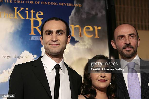 Actors Khalid Abdalla, Atossa Leoni, and Shaun Toub arrive at the the premiere of Paramount Vantage's 'The Kite Runner' at the Egyptian theater on...
