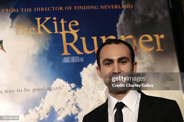 Actor Khalid Abdalla arrives at the the premiere of Paramount Vantage's 'The Kite Runner' at the Egyptian theater on December 4, 2007 in Hollywood,...