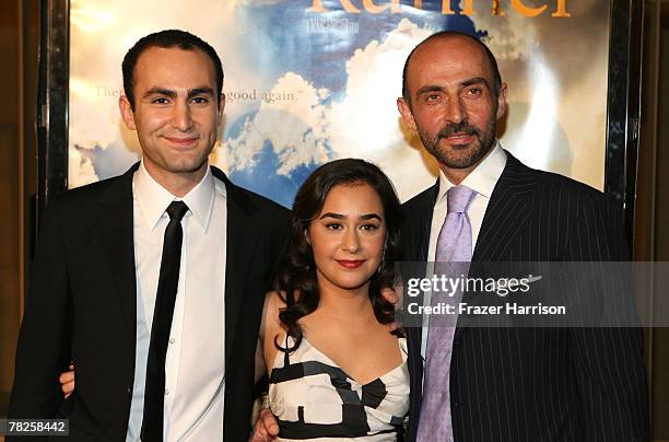 Actors Khalid Abdalla, Atossa Leoni and Shaun Toub pose at the premiere of Paramount Vantage's "The Kite Runner" December 4, 2007 at the Egyptian...