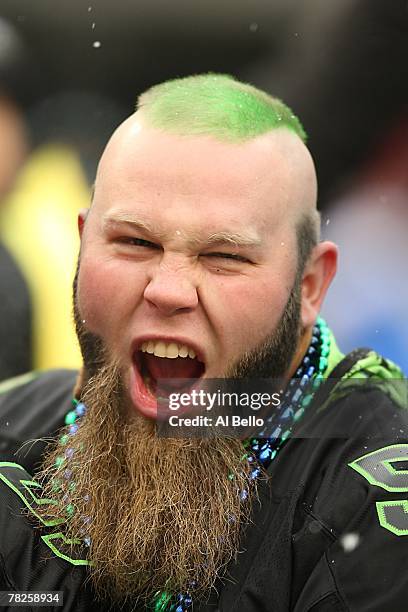 Fan of the Philadelphia Eagles shows his support during the NFL game against the Seattle Seahawks at the Lincoln Financial Field on December 2, 2007...