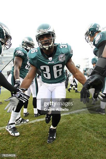 Brian Westbrook of the Philadelphia Eagles is introduced on the field during the NFL game against the Seattle Seahawks at the Lincoln Financial Field...