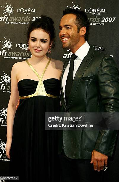 Actors Emily Barclay and Alex Dimitriades arrive at the L'Oreal Paris 2007 AFI Industry Awards at the Melbourne Exhibition Centre on December 5, 2007...