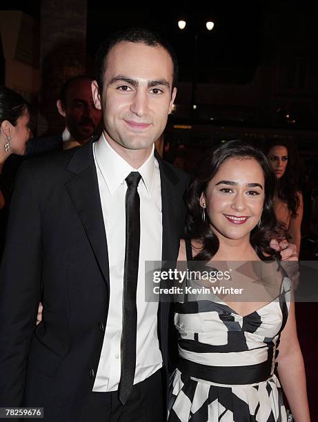 Actors Khalid Abdalla and Atossa Leoni pose at the premiere of Paramount Classic's "The Kite Runner" at the Egyptian Theater on December 4, 2007 in...