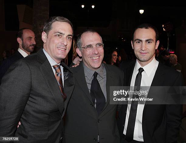 Paramount Classic's President John Lesher, producer Bill Hornberg and actor Khalid Abdalla pose at the premiere of Paramount Classic's "The Kite...