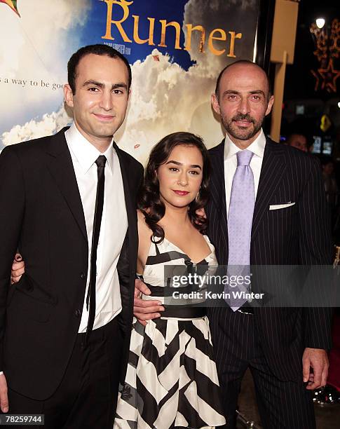 Actors Khalid Abdalla, Atossa Leoni and Shaun Toub pose at the premiere of Paramount Classic's "The Kite Runner" at the Egyptian Theater on December...
