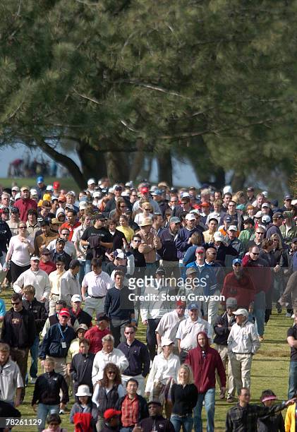 Crowds walk the course during the third round of the 2007 Buick Invitational at Torrey Pines South Course in La Jolla, California on January 27, 2007.