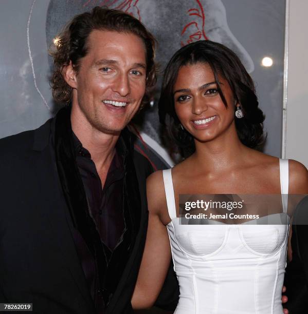 Actor Matthew McConaughey and model Camila Alves attend the Dolce & Gabbana's "The One" Fragrance Launch and Private Dinner at The Grammercy Park...