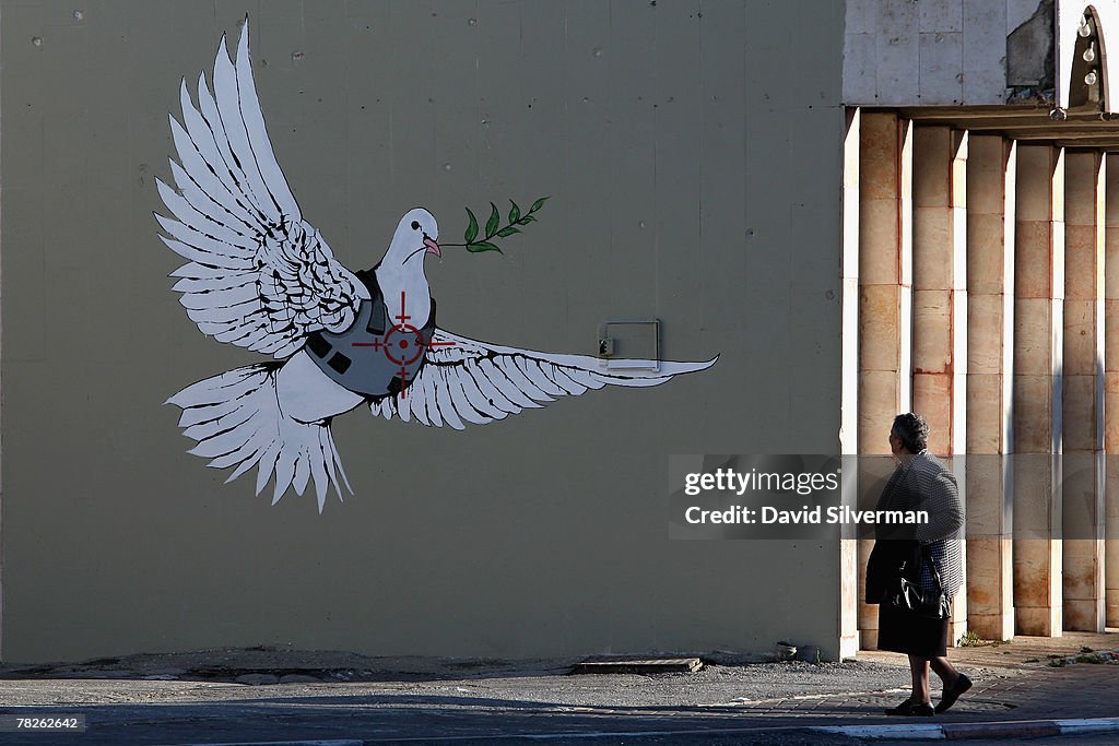 Banksy Graffiti Art On West Bank Barrier