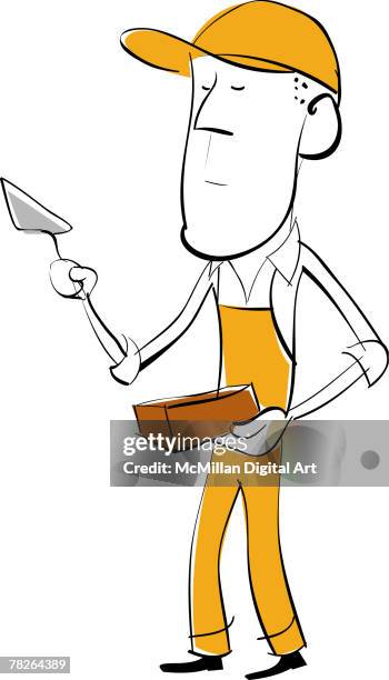 bricklayer - single brick stock illustrations