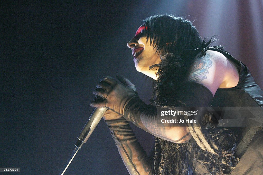 Marilyn Manson performs at Wembley Arena in London,England.