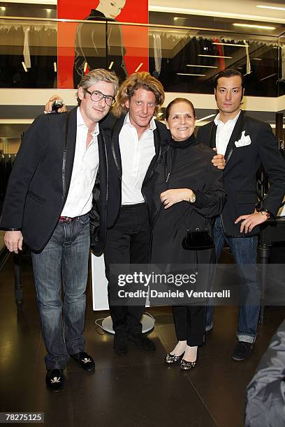 Andrea Tessitore, Lapo Elkann,Giovanni Accongiagioco and Giorgina Fidiero attends the launch party of 'Italia Independent Ambassador' at the fashion...