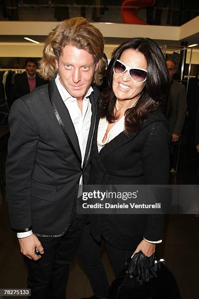 Lapo Elkann and Cristina Ferrari attends the launch party of 'Italia Independent Ambassador' at the fashion store San Carlo on December 5, 2007 in...