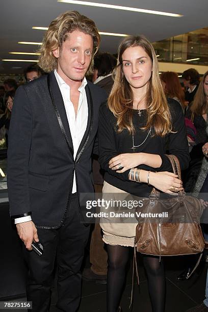 Lapo Elkann and Gaia Repossi attends the launch party of 'Italia Independent Ambassador' at the fashion store San Carlo on December 5, 2007 in Turin,...