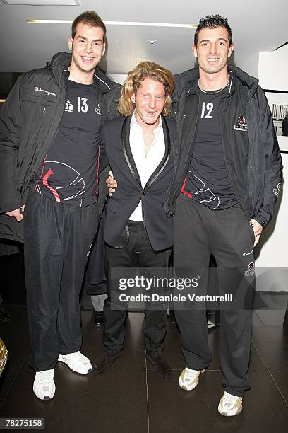 Dragan Travica, Lapo Elkann and Riccardo Spairani attends the launch party of 'Italia Independent Ambassador' at the fashion store San Carlo on...