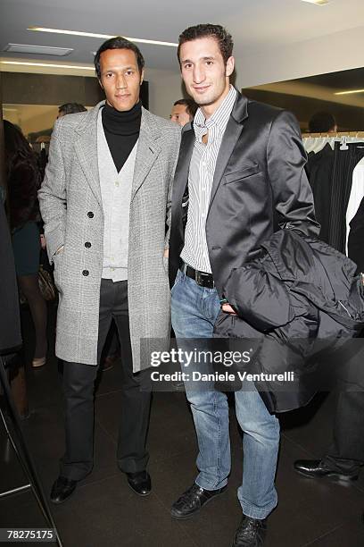 Jonathan Zebina and Giorgio Chiellini attends the launch party of 'Italia Independent Ambassador' at the fashion store San Carlo on December 5, 2007...