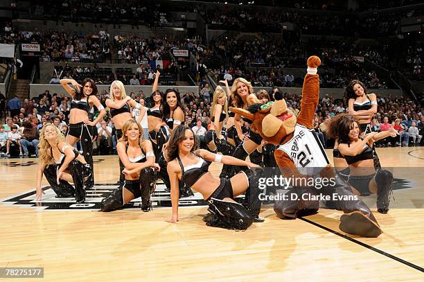 The San Antonio Spurs shoots coyote dances with the Silver Dancers while the Spurs play the Dallas Mavericks on December 5, 2007 at the AT&T Center...