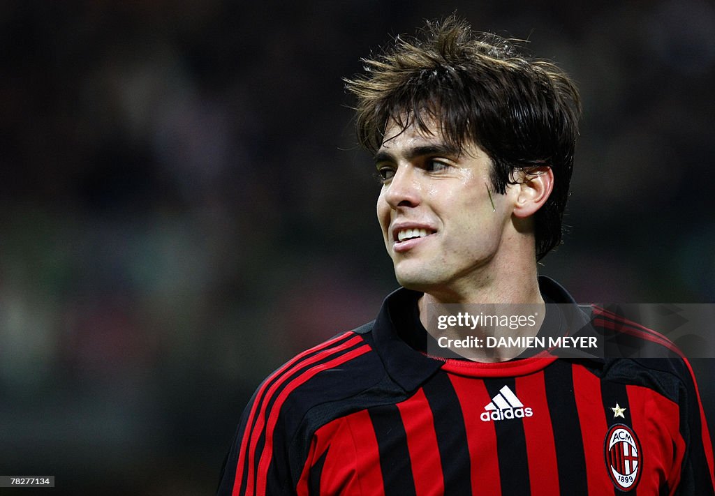 A C Milan s Brazilian Midfielder Kaka Attends The UEFA Champions a-c-milan-s-brazilian-midfielder-kaka-attends-the-uefa-champions