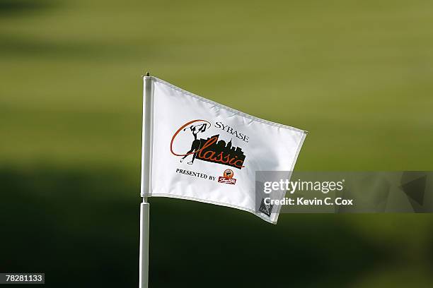 Flag whips in the wind during the first round of the 2007 Sybase Classic Presented by ShopRite Thursday, May 17 at Upper Montclair Country Club in...