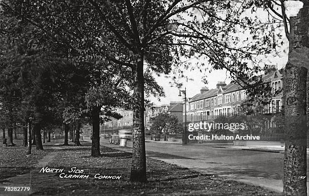 The north side of Clapham Common in London, circa 1930.