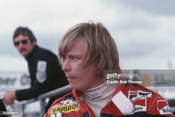 French racing driver Didier Pironi , driver of the Scuderia Ferrari Ferrari 126CK Ferrari V6T, pictured prior to competing in the 1981 British Grand...