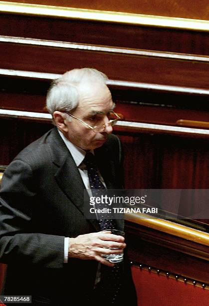 Italian Interior Minister Giuliano Amato follows a confidence vote at the Senate, 06 December 2007. Italy's government 06 December called a...