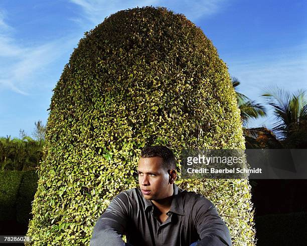 Baseball player Alex Rodriguez poses at a portrait session in 2004.