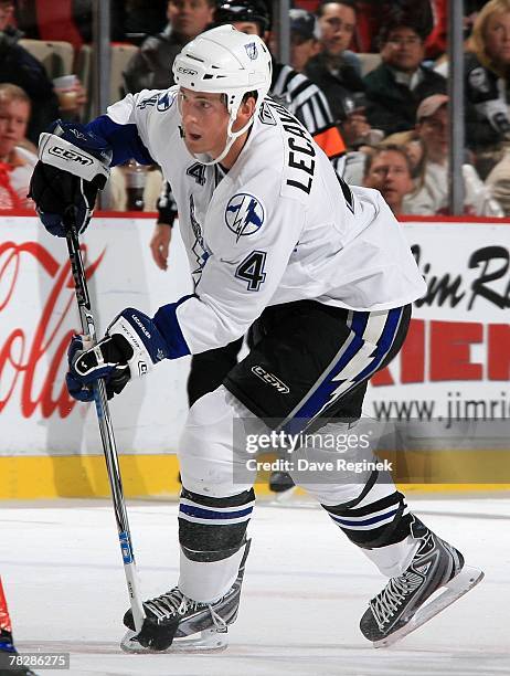 Vincent Lecavalier of the Tampa Bay Lightning skates up ice during the NHL game against the Detroit Red Wings on November 29, 2007 at Joe Louis Arena...