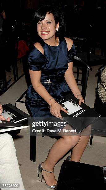 Lily Allen attends the preview of the Chanel Pre Autumn/Winter Collection, at 9 Howick Place on December 6, 2007 in London, England.