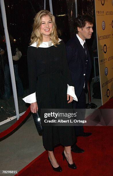 Actress Rosmund Pike arrives at the Los Angeles Premiere of Focus Features' "Atonement" held on December 6, 2007 at The Academy Theater in Beverly...