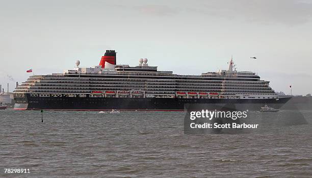 The MS Queen Victoria cruise liner arrives in Southampton on December 7, 2007 in Southampton, England. The new 90,000 ton vessel is Cunard Line's...