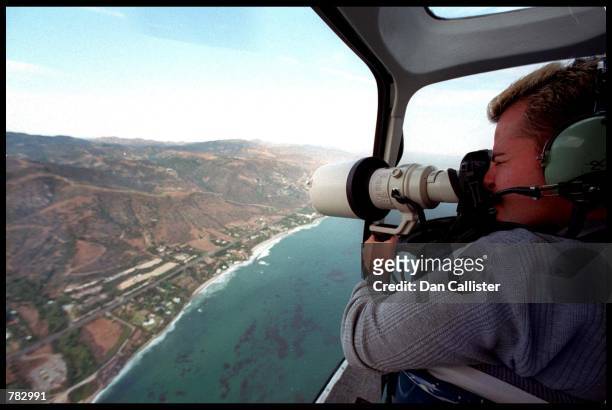 Photographer takes an Aerial view of Brad Pitt and Jennifer Aniston's wedding venue July 29, 2000 in Malibu, CA.