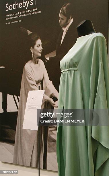 An evening dresse of Greek-American opera diva Maria Callas is exhibited, 07 December 2007 in Milan before being put up for sale, 12 December 2007....