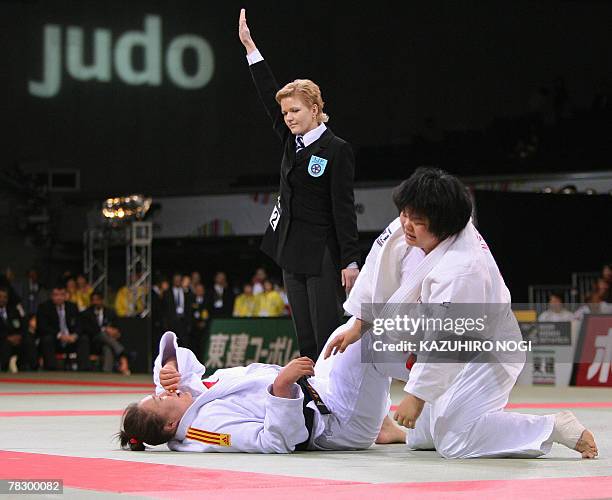Japan's Mai Tateyama beats China's Xu Lihul during the final of the the 'women over 78 kgs' class competition at the Kano Cup International Judo...