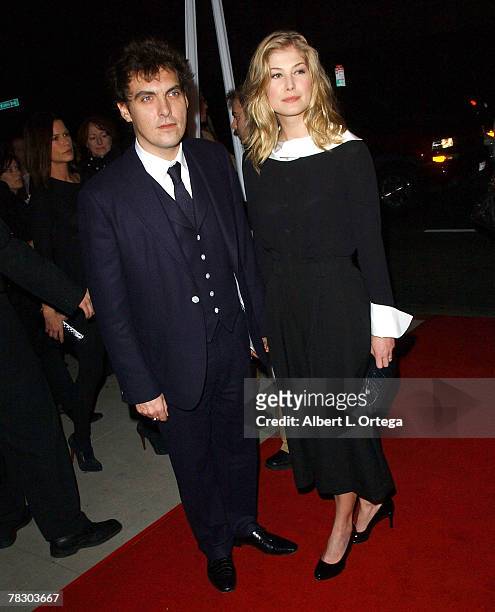 Director Joe wright and actress Rosmund Pike arrives at the Los Angeles Premiere of Focus Features' "Atonement" held on December 6, 2007 at The...