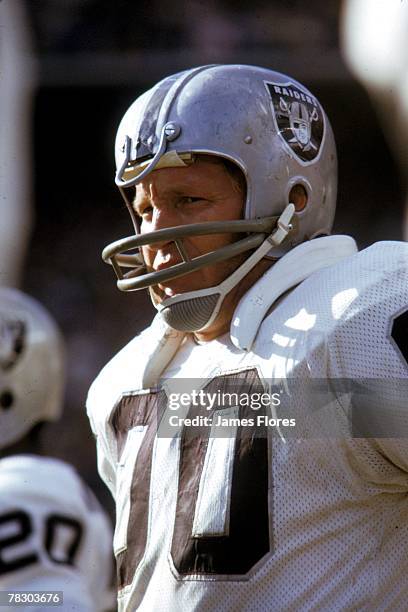 Center Jim Otto of the Oakland Raiders watches form the sideline during an NFL game against the San Diego Chargers at San Diego Stadium on December...