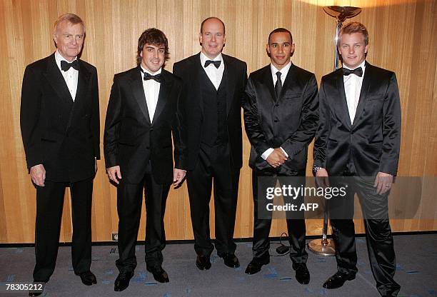 Finnish World 2007 Formula One champion Kimi Raikkonen with Spanish driver Fernando Alonso, , British driver Lewis Hamilton , and President of FIA...