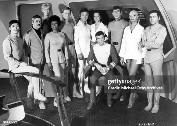 Actors George Takei, James Doohan, Grace Lee Whitney, Nichelle Nichols, Stephen Collins, DeForest Kelley, Majel Barrett, William Shatner, Leonard...